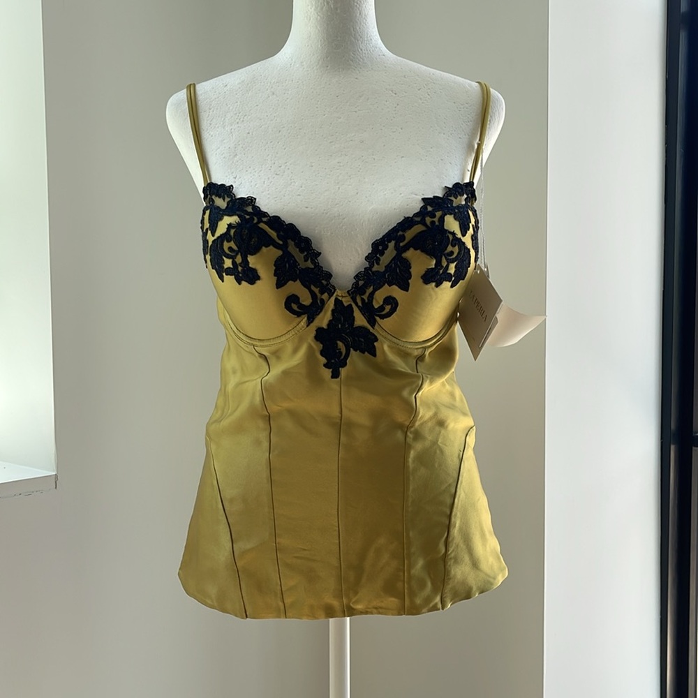 La Perla Silk Maison Chartreuse Green Bustier 34C NEW